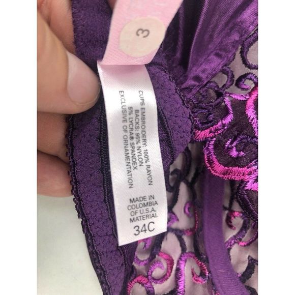 Victoria Secret Purple Lace Unlined Underwire Bra - Picture 6 of 7
